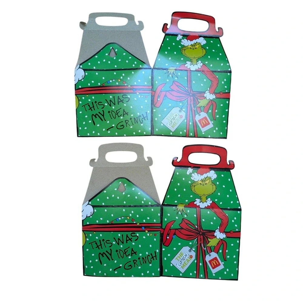 The Grinch McDonald's Christmas Gift Happy Meal Boxes Set of 2 Empty